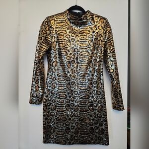 Topshop Gold and Black Sequin Dress
